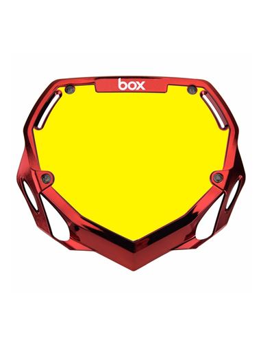 PLACA BMX BOX TWO RED YELLOW/CHROME