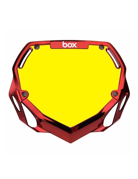 PLACA BMX BOX TWO RED YELLOW/CHROME